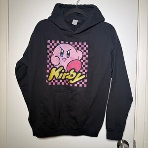Kirby Graphic Hoodie - Black with Pink & Yellow Print Adult Small